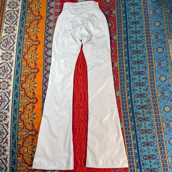 Revice White Vegan Leather Mid-Rise Flared Wide Leg Pants 23 (ACT22x33) NWT - Picture 2 of 16